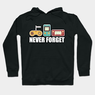 Never Forget Classic Gaming Mens Retro Gamer Old School Video Games Funny Hoodie